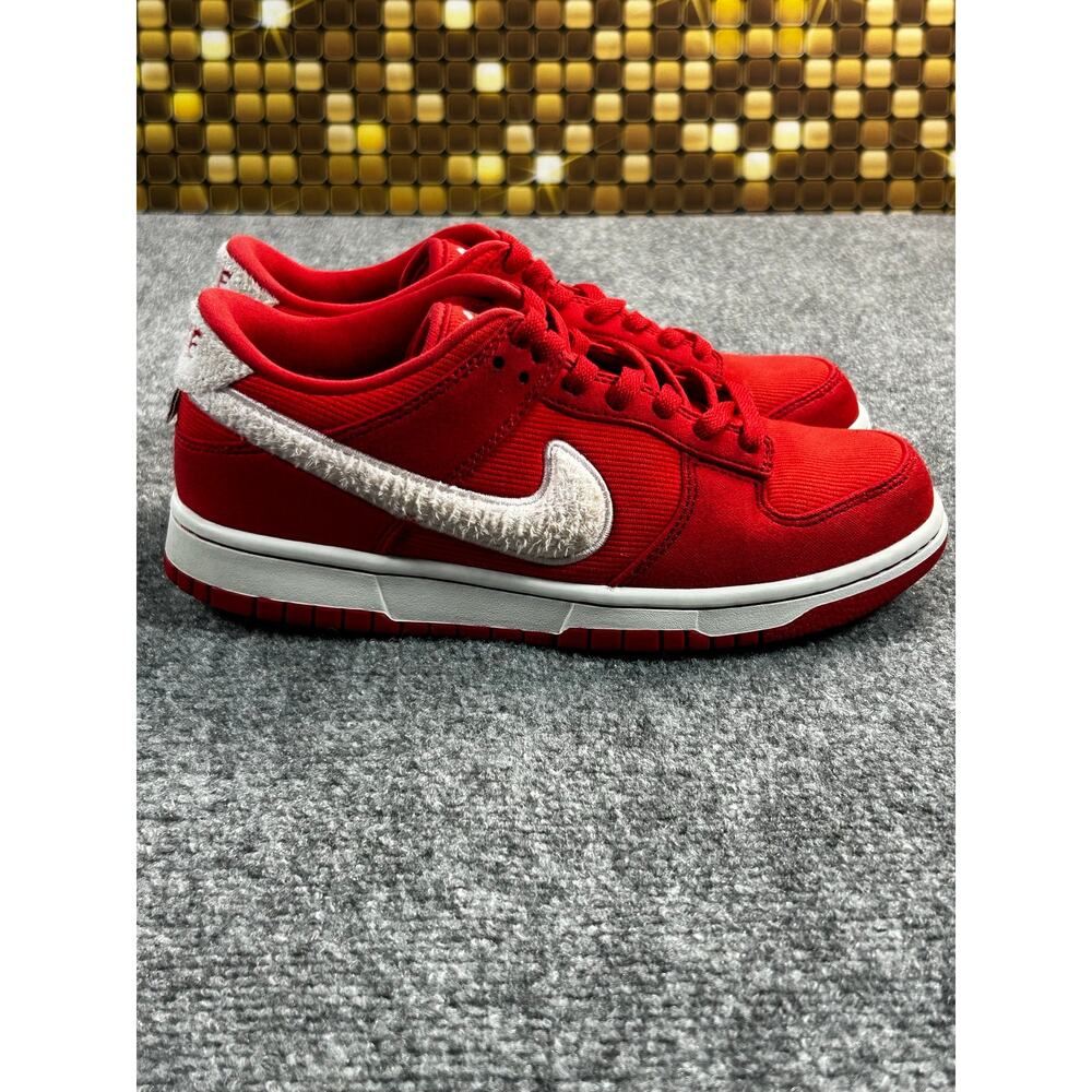 Nike Dunk Low GS Valentine's Day 2024 Fire Red Fuzzy Swoosh Youth 6Y 7W - Picture 6 of 12